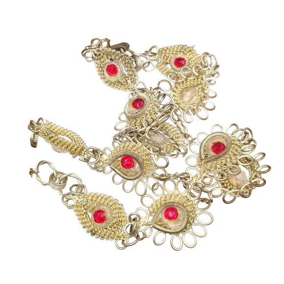 Antique Etruscan Revival Silver Lavalier Necklace and Matching Bracelet, Silver - Picture 3 of 5